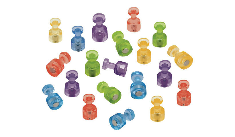 Quartet Magnetic Push Pins, 20-Pack, Assorted Colors, MPPC