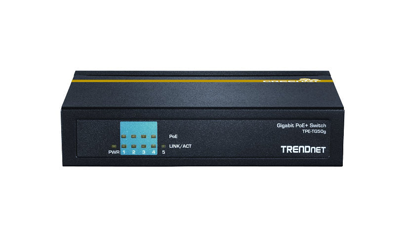 TRENDnet TPE-TG50G 5-Port Gigabit PoE+ Switch, 31W, Unmanaged, Desktop