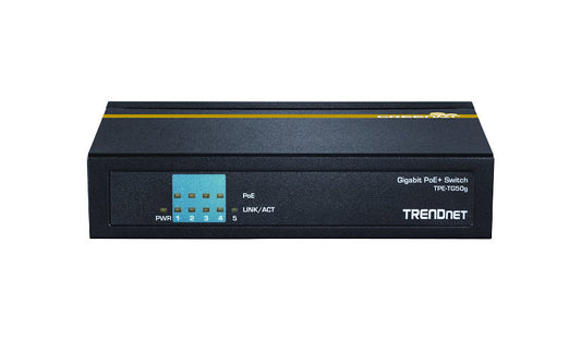 TRENDnet TPE-TG50G 5-Port Gigabit PoE+ Switch, 31W, Unmanaged, Desktop