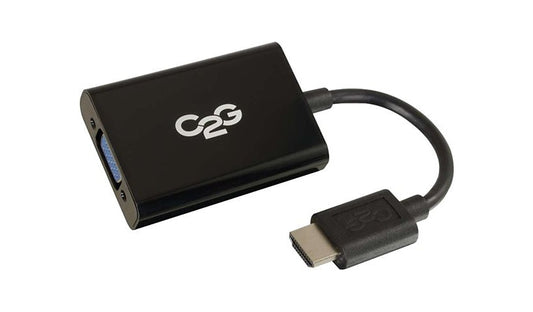 C2G HDMI to VGA + 3.5mm Audio Adapter Dongle, 1080p, Black