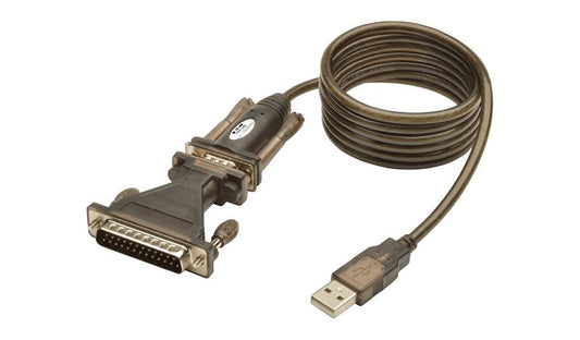 Tripp Lite USB-A to DB25/DB9 RS-232 Serial Adapter Cable, 230 Kbps, 5 ft