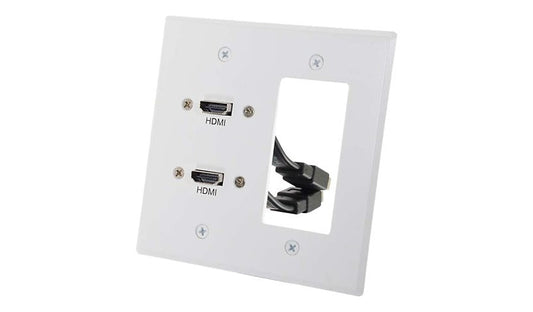 C2G 39708 Dual HDMI Pass-Through Double-Gang Wall Plate White Lifetime Warranty