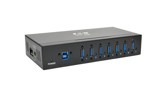 Tripp Lite Industrial USB 3.0 Hub, 7 Ports, 5Gbps, 15kV ESD, Metal, Wall/DIN