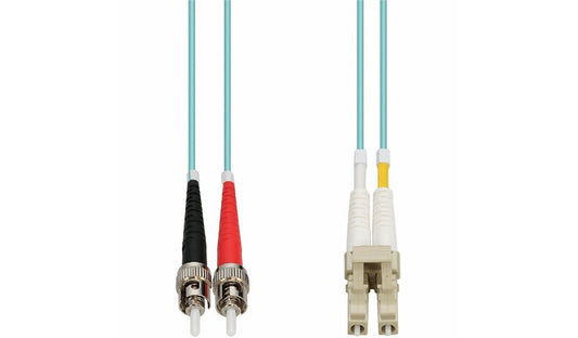Proline PRO-ST-LC-3M5OM3 3m (9.8ft) ST to LC OM3 Multimode Duplex Fiber Patch Cable, 50/125, OFNR Riser, Aqua
