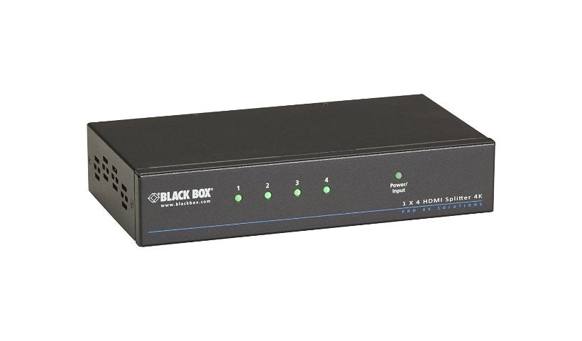 Black Box VSP-HDMI1X4-4K 1x4 4K HDMI Splitter 4 Ports EDID Management TAA 3 Year