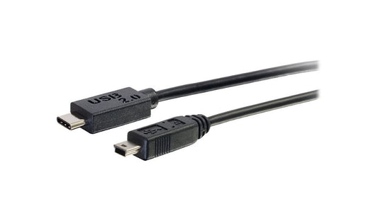 C2G USB-C to Mini-B Cable, USB 2.0, Male/Male, Black, 12 ft (3.66 m)