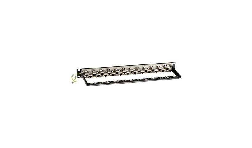Black Box C6AFP70S-24 Cat6A 24-Port Shielded Feed-Through Patch Panel 1U TAA