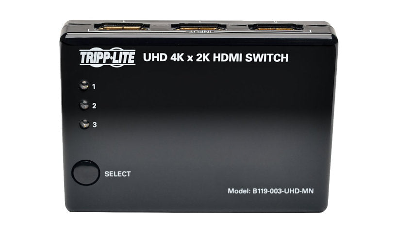 Tripp Lite B119-003-UHD-MN 3-Port Mini HDMI Switch with Remote 3 Year