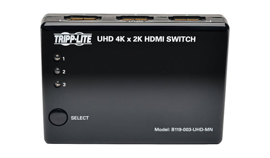 Tripp Lite B119-003-UHD-MN 3-Port Mini HDMI Switch with Remote 3 Year