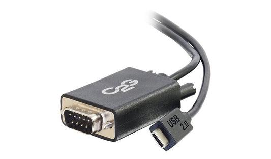 C2G USB-C to DB9 RS-232 Serial Adapter Cable, 230 Kbps, Male/Male, 3 ft