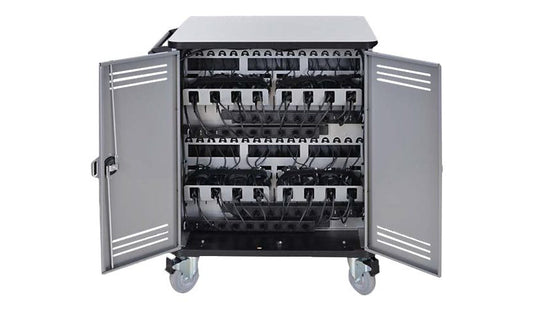 Spectrum Pro32 Notebook Cart, 32 Devices, Silver/White, 55472-ABD