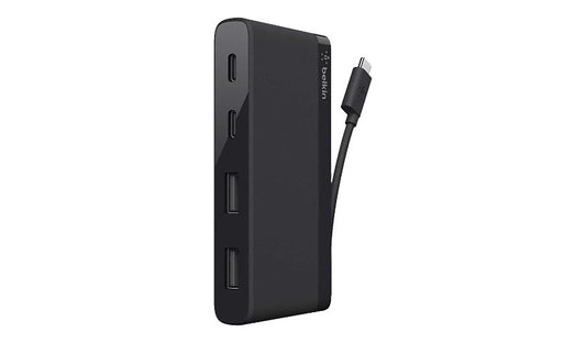 Belkin USB-C Mini Hub, 4 Ports (2x USB-A, 2x USB-C), 5Gbps, Tethered, Black