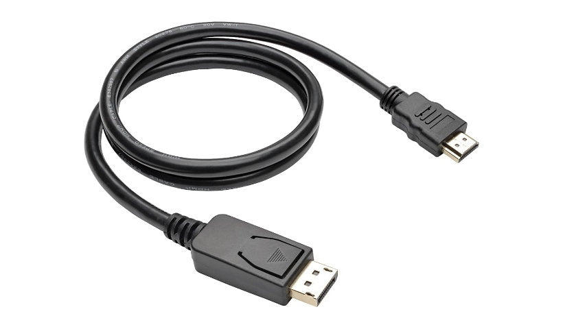 Tripp Lite DP 1.2 to HDMI Adapter Cable, 4K, Latching DP, Male/Male, 3 ft