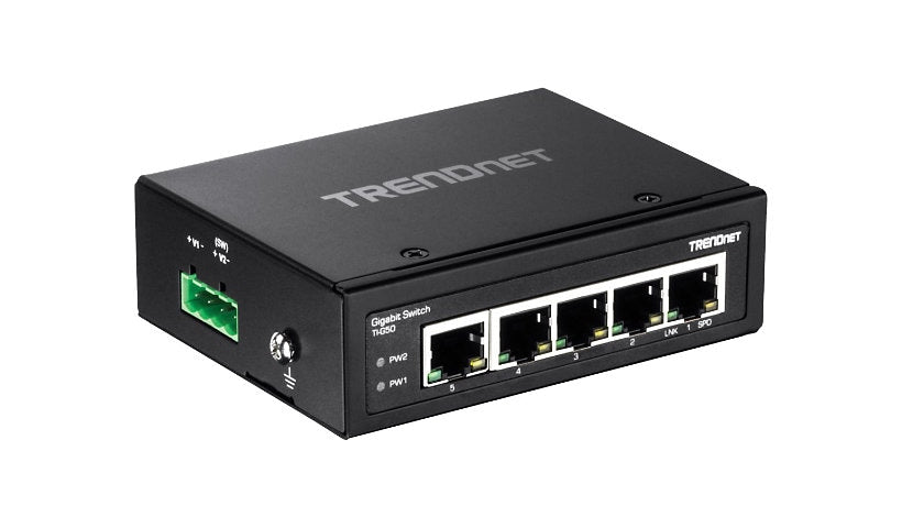 TRENDnet TI-G50 5-Port Industrial Gigabit DIN-Rail Switch, 10Gbps