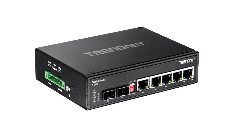 TRENDnet TI-G62 Industrial Switch, 5 x Gigabit + 2 x SFP, IP50, DIN Rail