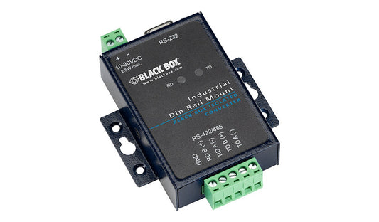 Black Box Industrial RS-232 to RS-485/422 Serial Converter, 10-30VDC, -40 to 80°C, TAA Compliant, ICD400A