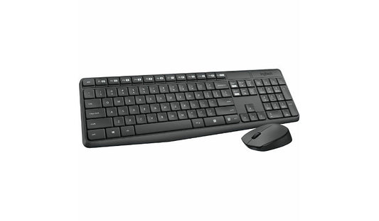 Logitech MK235 Full Size Wireless Keyboard Mouse Set English Black 1 Year