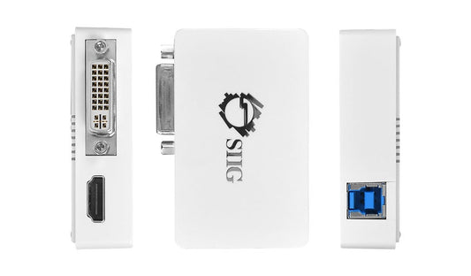 SIIG Dual Display Adapter, USB 3.0 to HDMI + DVI, DisplayLink DL-3900, White
