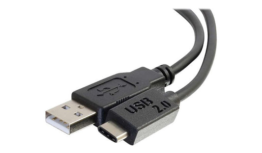 C2G 12 ft USB-C to Type-A Cable, USB 2.0, 480 Mbps, Double Shielded, Black