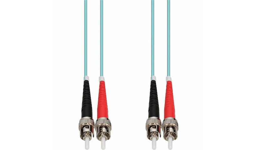 Proline PRO-ST-ST-1M5OM4 1m (3.3ft) ST to ST OM4 Multimode Duplex Fiber Patch Cable, 50/125, OFNR Riser, Aqua