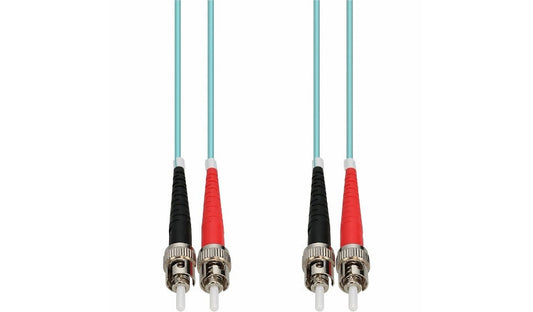 Proline PRO-ST-ST-1M5OM4 1m (3.3ft) ST to ST OM4 Multimode Duplex Fiber Patch Cable, 50/125, OFNR Riser, Aqua