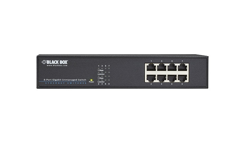 Black Box LGB408A-R2 8-Port Gigabit Unmanaged Switch, Rack Mountable