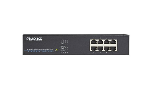 Black Box LGB408A-R2 8-Port Gigabit Unmanaged Switch, Rack Mountable