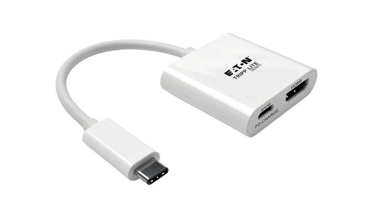 Tripp Lite USB-C to HDMI Adapter with 60W USB-C PD Charging Port, 4K, White