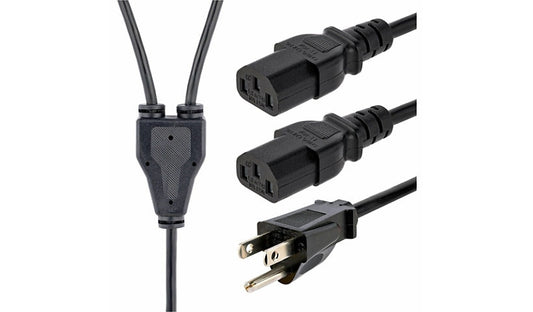 StarTech.com PXT101Y10 NEMA 5-15P to 2x C13 Y-Splitter Power Cord 10 ft 10A 125V