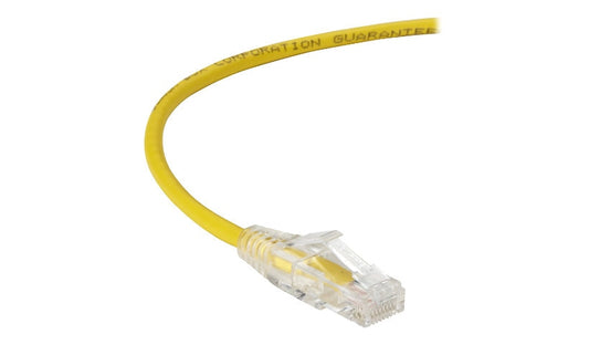 Black Box C6APC28-YL-10 Slim-Net Cat6A Snagless Patch Cable 10 ft 28 AWG Yellow