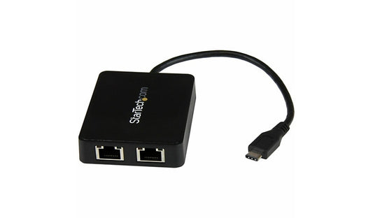 StarTech.com Dual-Port USB-C Gigabit Ethernet Adapter with USB-A 3.0 Port
