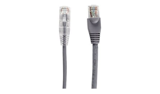 Black Box C6APC28-GY-01 Slim-Net Cat6A Snagless Patch Cable 1 ft 28 AWG Gray