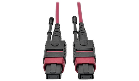 Tripp Lite (Eaton) N845-05M-12-MG 5m (16.4ft) 12 Fiber MTP/MPO Female to Female OM4 Multimode Plenum Fiber Cable, 40/100GBASE-SR4, Push/Pull Tabs, Magenta
