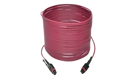 Tripp Lite (Eaton) N845-10M-12-MG 10m (32.8ft) 12 Fiber MTP/MPO Female to Female OM4 Multimode Plenum Fiber Cable, 40/100GBASE-SR4, Push/Pull Tabs, Magenta