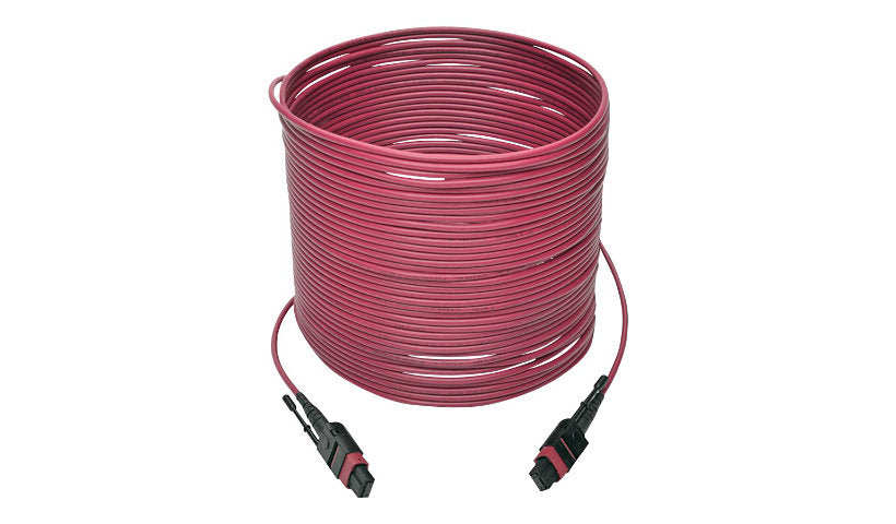 Tripp Lite (Eaton) N845-15M-12-MG 15m (49.2ft) 12 Fiber MTP/MPO Female to Female OM4 Multimode Plenum Fiber Cable, 40/100GBASE-SR4, Push/Pull Tabs, Magenta