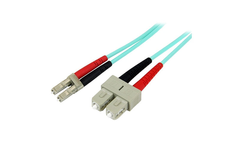 StarTech.com A50FBLCSC5 5m (16.4ft) LC/UPC to SC/UPC OM3 Multimode Duplex Fiber Patch Cable, 50/125, 100G, LSZH, Aqua