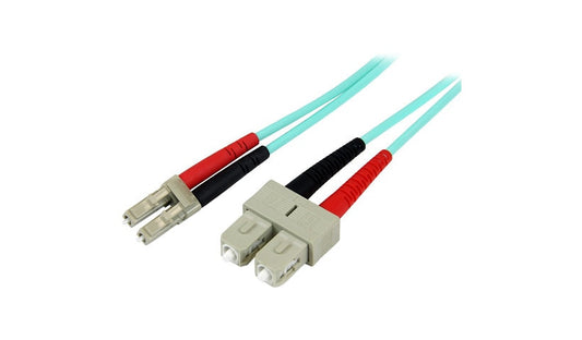 StarTech.com A50FBLCSC5 5m (16.4ft) LC/UPC to SC/UPC OM3 Multimode Duplex Fiber Patch Cable, 50/125, 100G, LSZH, Aqua