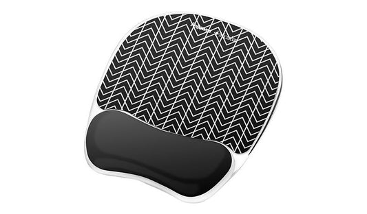 Fellowes Photo Gel Mouse Pad with Wrist Rest Black Chevron 9549901 1 Year