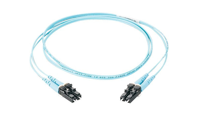 Panduit 1m (3ft) LC to LC OM4 Multimode Duplex Fiber Patch Cable, 50/125, Riser-Rated, Aqua, FZ2ERLNLNSNM001