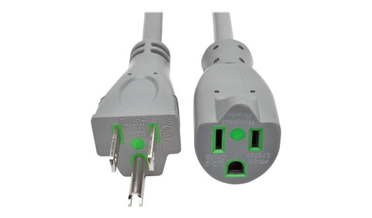 Tripp Lite P024-015-GY-HG NEMA 5-15P to NEMA 5-15R Hospital-Grade Extension Cord