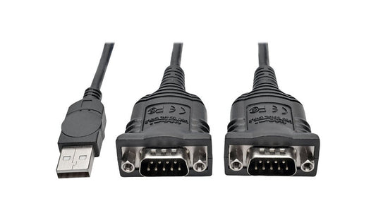 Tripp Lite 2-Port USB to DB9 Serial Adapter Cable, FTDI, COM Retention, 6 ft