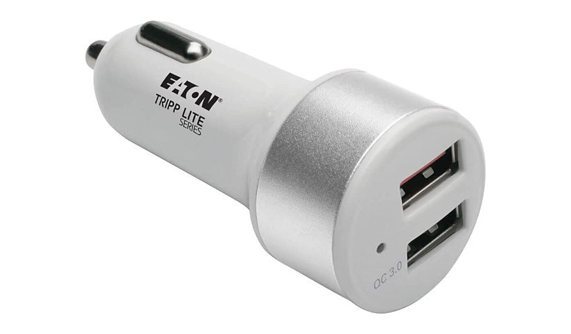 Tripp Lite Dual-Port USB Car Charger, Qualcomm Quick Charge 3.0, White