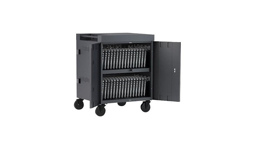 Bretford Cube 32-Device AC Charging Cart, up to 17in, Charcoal, TVC32PAC-CK