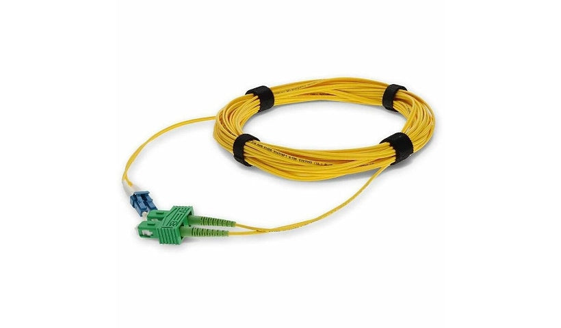 Proline 3m (9.8ft) Angled SC (ASC) to LC OS2 Single Mode (SMF) Duplex Fiber Patch Cable, 9/125 µm, Riser-Rated OFNR, Yellow, PRO-ASC-LC-3M9SMF