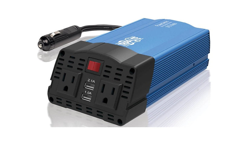 Tripp Lite 375W Car Power Inverter, Two 120V Outlets + Two USB Ports, 12V