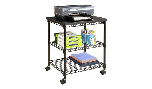 Safco Deskside Wire Machine Stand, 2 Shelves, Black, 5207BL