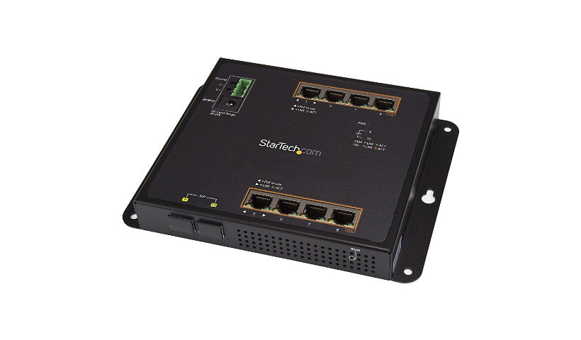 StarTech IES101GP2SFW Industrial 8-Port Gigabit PoE+ L2 Managed Switch, 2 SFP