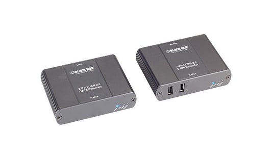 Black Box 2-Port CATx USB 2.0 Extender, up to 100m, Black anodized aluminum, IC402A-R2