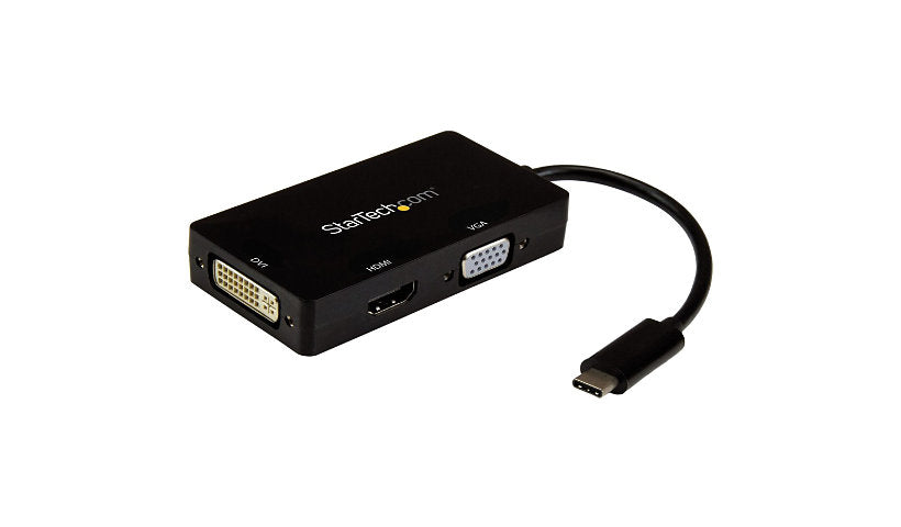 StarTech.com USB-C to VGA, DVI or HDMI 3-in-1 Travel Adapter, 4K HDMI