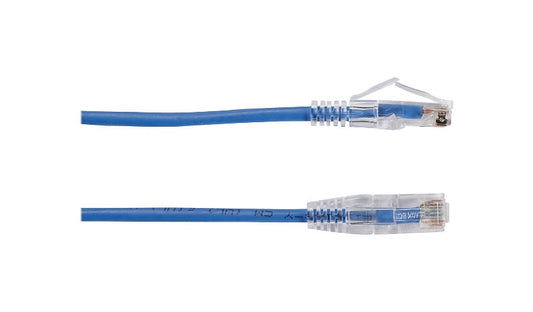 Black Box C6APC28-BL-01 Slim-Net Cat6A Snagless Patch Cable 1 ft 28 AWG Blue